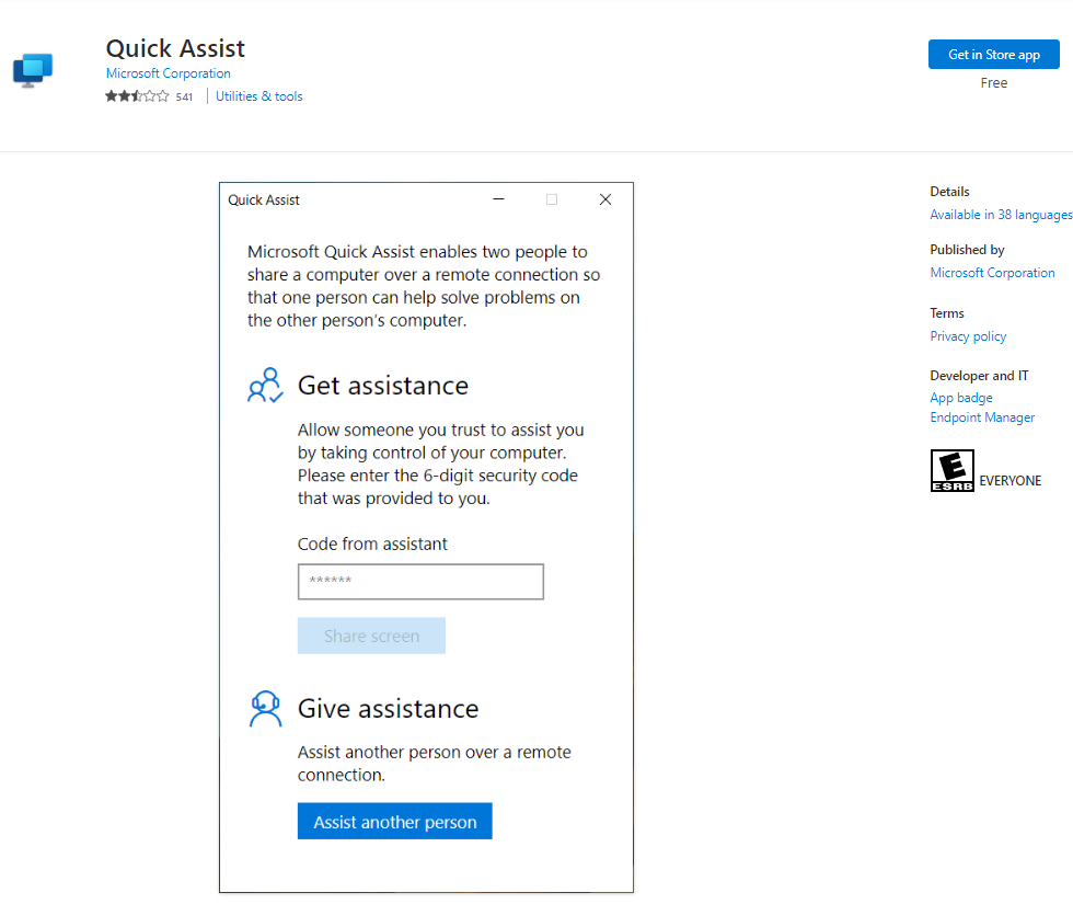 Quick Assist is no longer available as a built-in app for Windows 10 and Windows 11